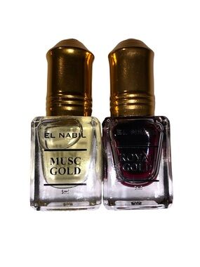 El Nabil Musk Gold and Royal Gold Roll On Perfume Oil Bundle Musky Arab Floral